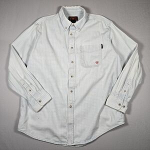 Ariat FR Flame Resistant Basic Work Shirt Blue Hickory Stripe Men's XLarge